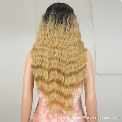 Magic Hair 28  Inch Wigs For Black Women Synthetic Lace Front Wig Long Wavy Hair Blonde Ombre Hair Synthetic Heat Resistant Hai